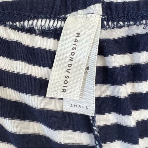 Maison Du Soir Monaco Pajama Set: Navy Stripe - Picture 11 of 14